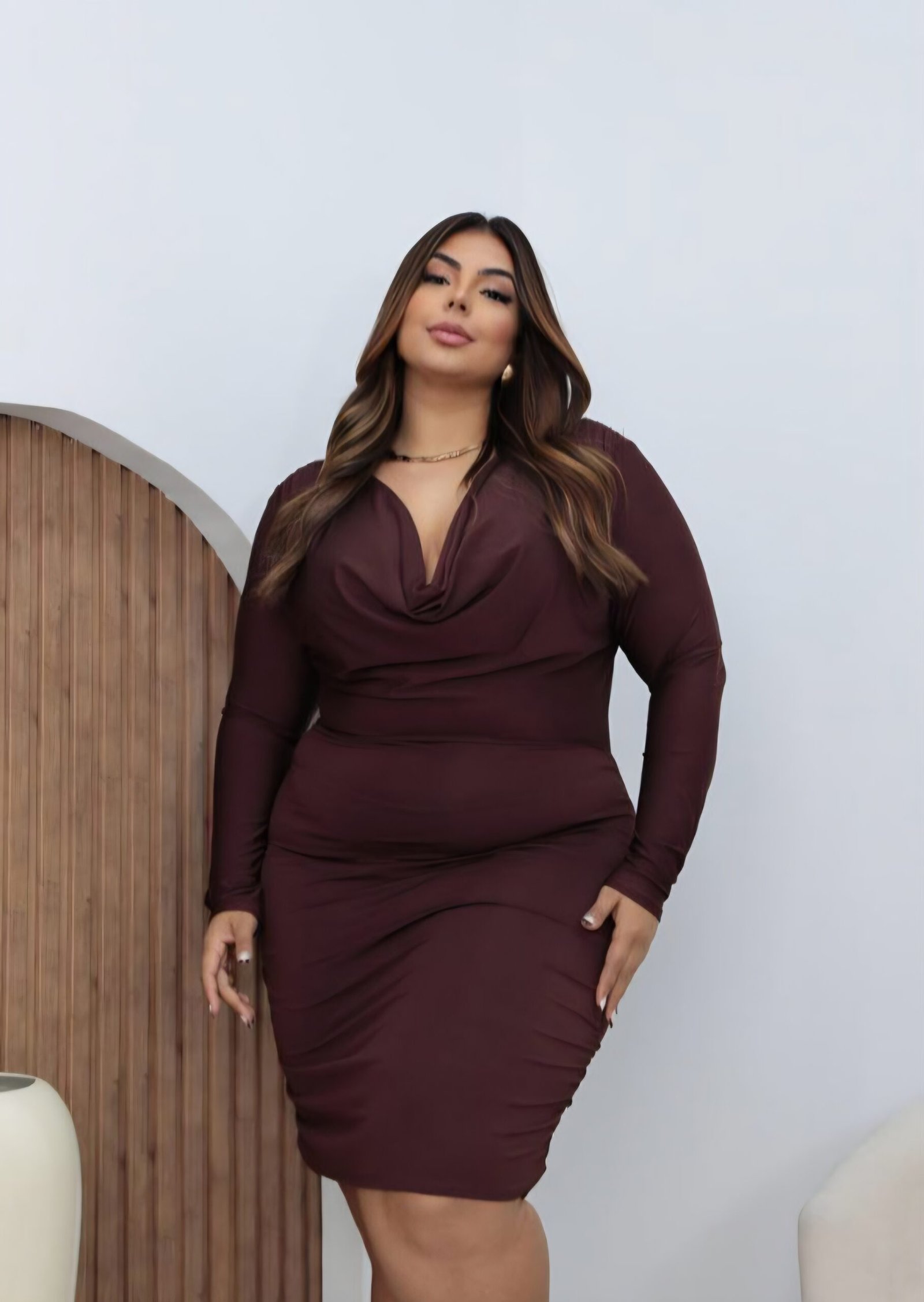 Vestidos maxi talla L - XL café